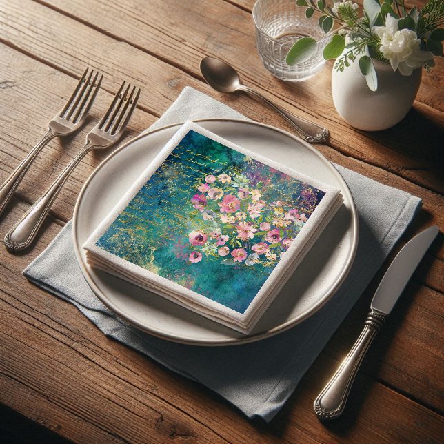 Guardanapo De Papel Dissociação de Escrita Manual Romântica Dourada Fl (Criador carregado)