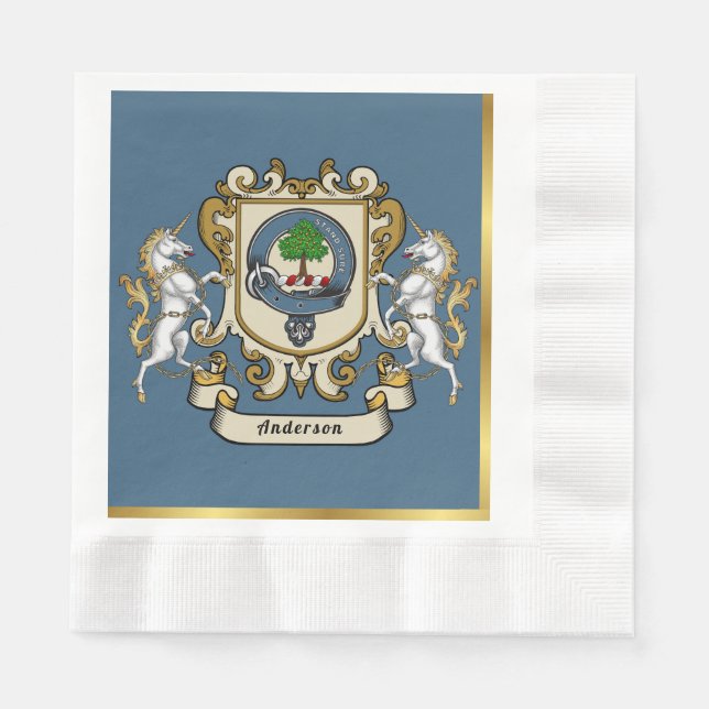 Guardanapo De Papel Distintivo da Clan Anderson Personalizado Azul (Frente)