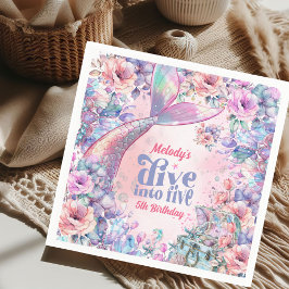 Guardanapo De Papel Dive into Five Flower Glitter Mermaid Tail