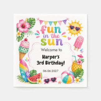 Guardanapo De Papel Diversão ao Sol Aniversário de Verão Tropical
