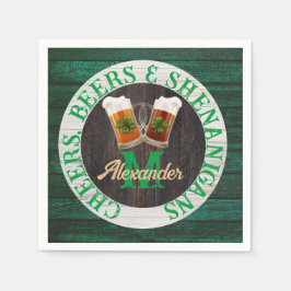 Guardanapo De Papel Diversão com Cerveja Cheers em Madeira Rústica