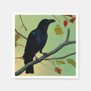 Guardanapo De Papel Diversão Deliciosa, Raven Emitido Na Ramificação