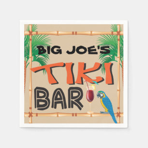 Guardanapo De Papel Diversão do Bar Tiki com nome personalizado e papa