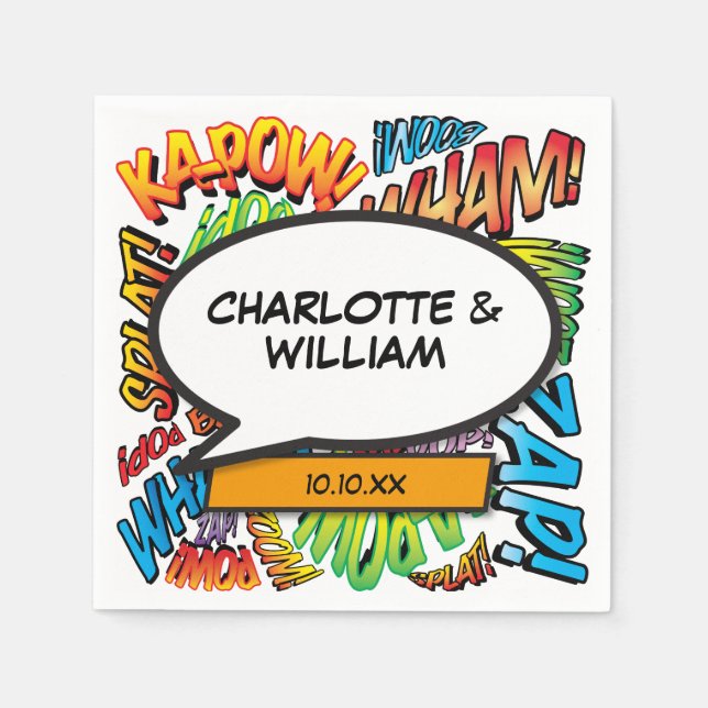 Guardanapo De Papel Diversão em Quadrinhos de Discurso Bubble Moderno (Frente)