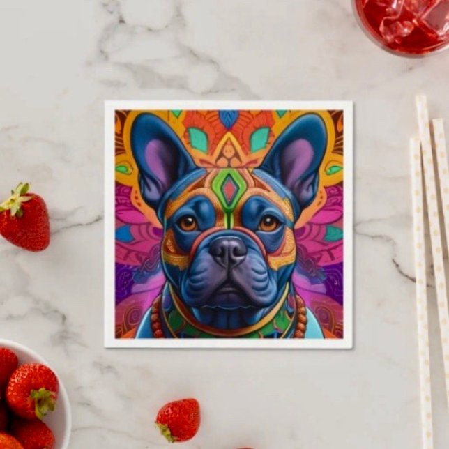 Guardanapo De Papel Diversão Frenchie  (Colourful Frenchie napkins Coined or standard napkin sold in quantities of 50. )