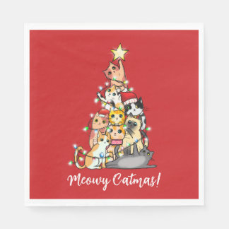 Guardanapo De Papel Diversão Meowy Catmas Gatos Árvore de Natal Person