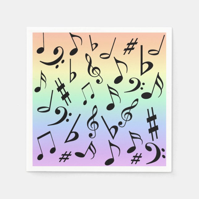 Guardanapo De Papel Diversão Musical Notes Rainbow Party Napkins (Frente)