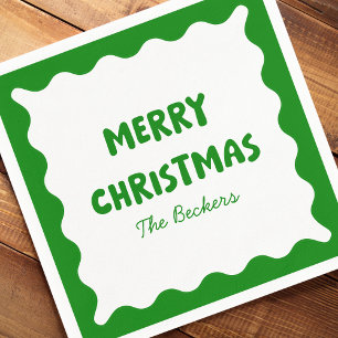 Guardanapo De Papel Diversão Retro Wavy Green Trendy Natal Personaliza