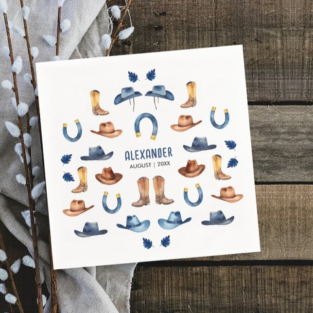 Guardanapo De Papel Diversão Rústica Azul Sorte Cavalo Cowboy Ocidenta (Criador carregado)
