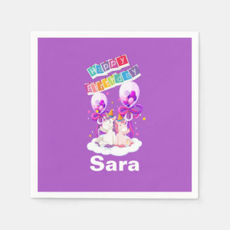 Guardanapo De Papel Divertido Unicorn Balloon Birthday Napkins