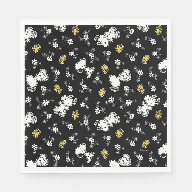 Guardanapo De Papel Divertimento e flores do Snoopy & Woodstock (Frente)