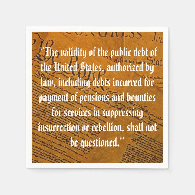 Guardanapo De Papel Dívida Pública da Décima Quarta Emenda (Frente)
