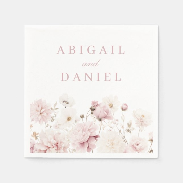 Guardanapo De Papel Divino Elegância: Casamento Floral do Jardim de Bl (Frente)