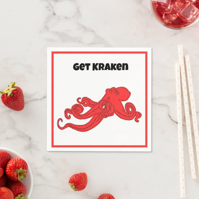 Guardanapo De Papel Divirta-se com Kraken Polvo Vermelho de Desenho An (Insitu)