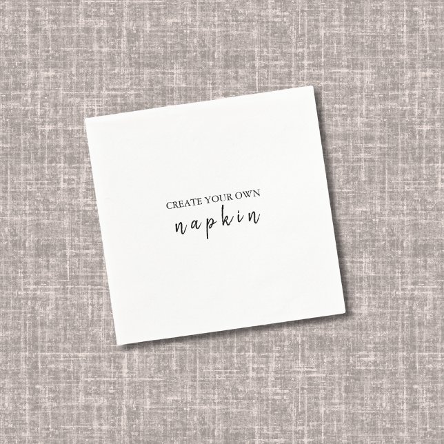 Guardanapo De Papel DIY White Black Wedktail editável Napkin (Criador carregado)