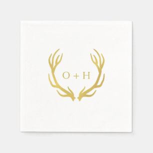 Guardanapo de papel do casamento branco Dourado
