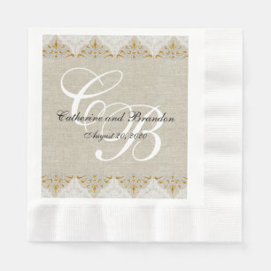 Guardanapo de papel do casamento rústico de linho
