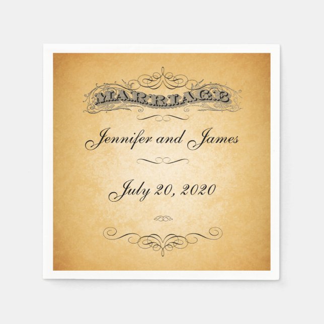 Guardanapo de papel do casamento rústico de papel (Frente)