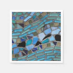 Guardanapo de papel do mosaico de vidro azul do