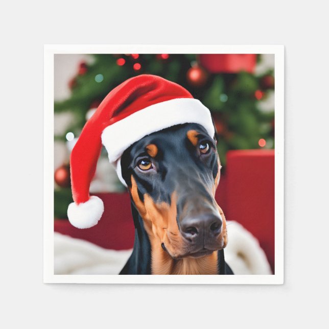 Guardanapo De Papel Doberman Christmas (Frente)