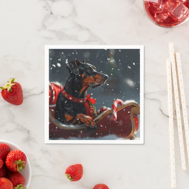 Guardanapo De Papel Doberman Dog Christmas Festivo (Insitu)