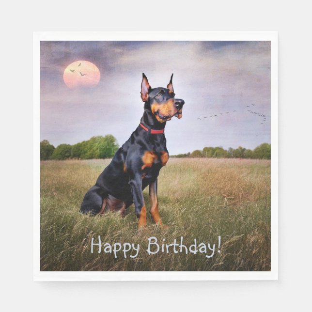 Guardanapo De Papel Doberman Happy Birthday (Frente)
