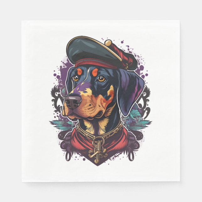 Guardanapo De Papel Dobermann Dog Pirate (Frente)