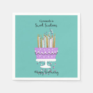 Guardanapo De Papel Doce 16 Bolo e Velas Aniversário Nápoles