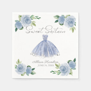 Guardanapo De Papel Doce 16 Napkins Silver Dusty Floral