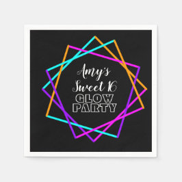 Guardanapo De Papel Doce 16 Neon Brilha No Aniversário Dos Bares Escur