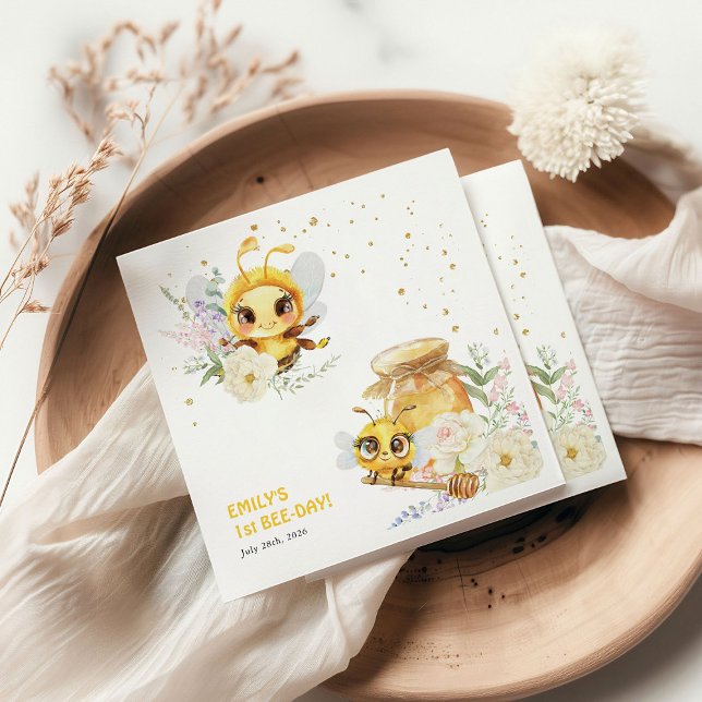 Guardanapo De Papel Doce a primeiro aniversario de Abelha ONE (Criador carregado)