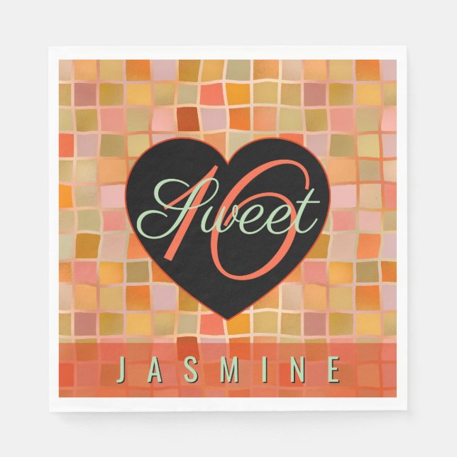 Guardanapo De Papel Doce adolescente de 16 coração negro (Frente)