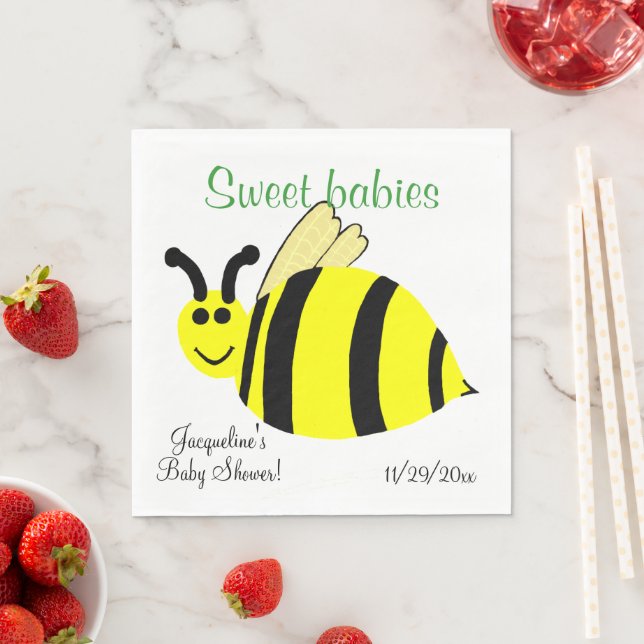 Guardanapo De Papel Doce Chás de Bebê Gêmeos Abelha Bumble Amarela (Insitu)