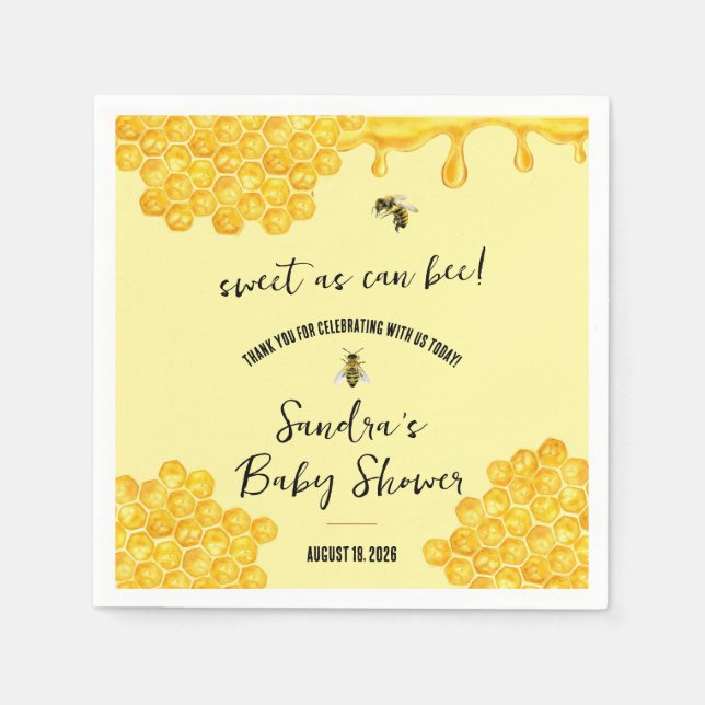 Guardanapo De Papel Doce como Bee! Chá de fraldas (Frente)