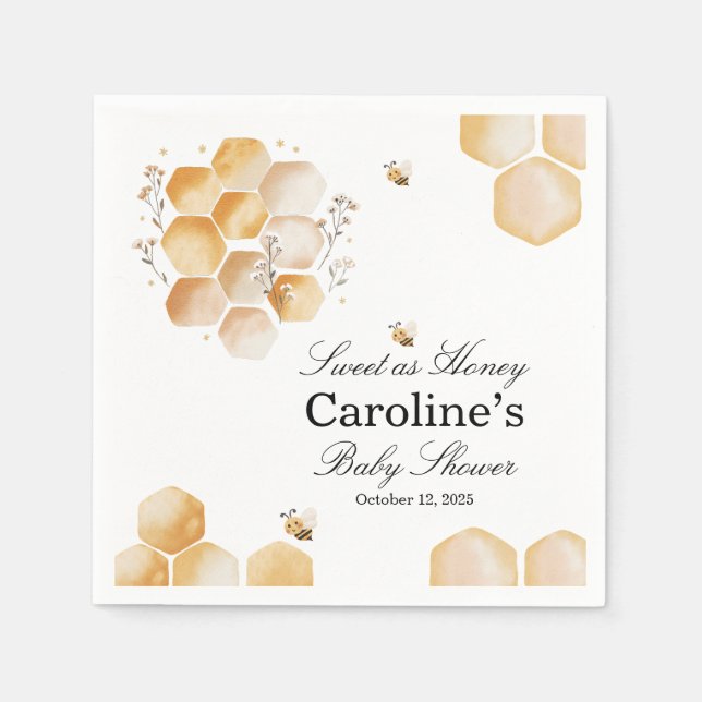 Guardanapo De Papel Doce como Chá de fraldas de Abelhas de Mel Napkins (Frente)