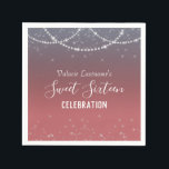 Guardanapo De Papel Doce Dezesseis Celebrações de Aniversário Ombre Di<br><div class="desc">Glitter feminino com tipografia de nome de script de rico. Diamante Elegante e borda de confete de estrela brilhante. Fundo azul a cor-de-rosa. Excelente para 16 celebrações. Todo o texto é ajustável.</div>