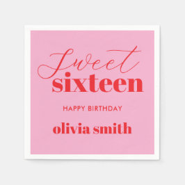 Guardanapo De Papel Doce Dezesseis Vermelhos Rosa Modernos 16º Anivers
