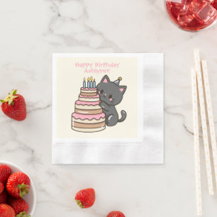 Guardanapo De Papel Doce Festa de aniversário Negra de Gato Kawaii