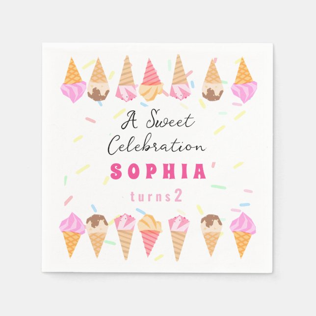 Guardanapo De Papel Doce Festa de Sorvete (Frente)
