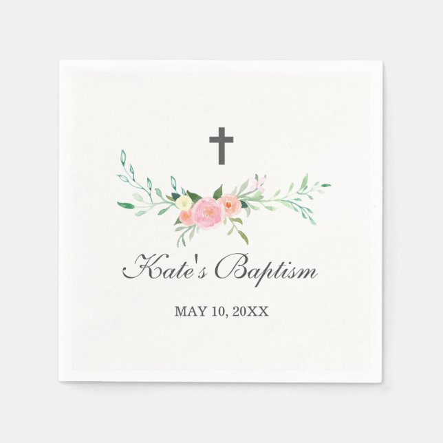 Guardanapo De Papel Doce Floral Baptism Napkin (Frente)