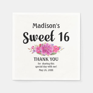 Guardanapo De Papel Doce floral cor-de-rosa personalizado dezesseis do