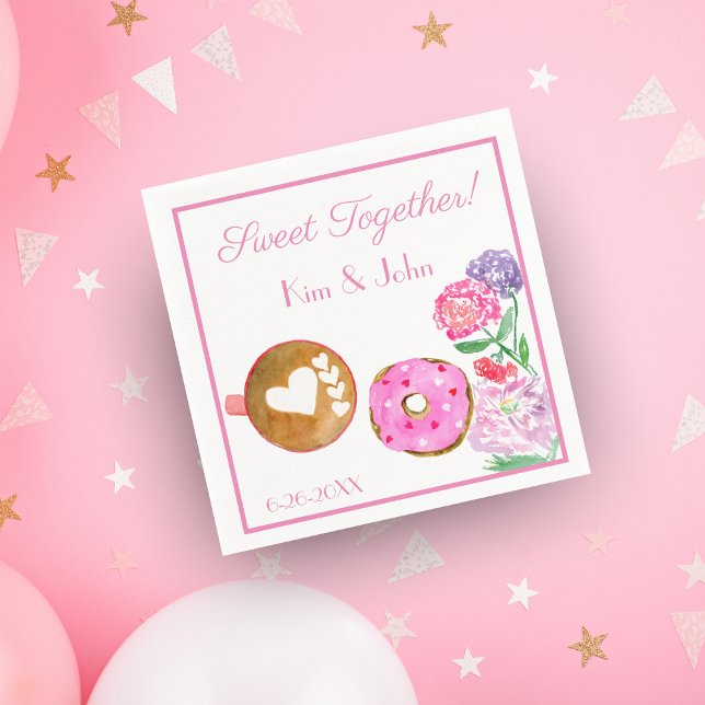 Guardanapo De Papel Doce Juntos Donut Rosa Com Latte (Criador carregado)