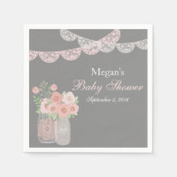 Doce Mason Jar Pink Cinza Napkins
