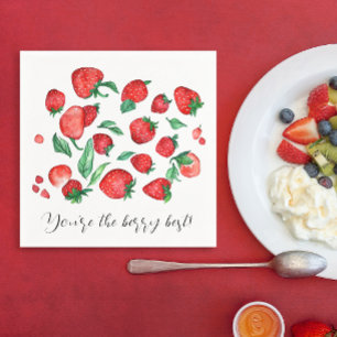 Guardanapo De Papel Doce Morango Vermelho Punição Frutas Padrão Aquare