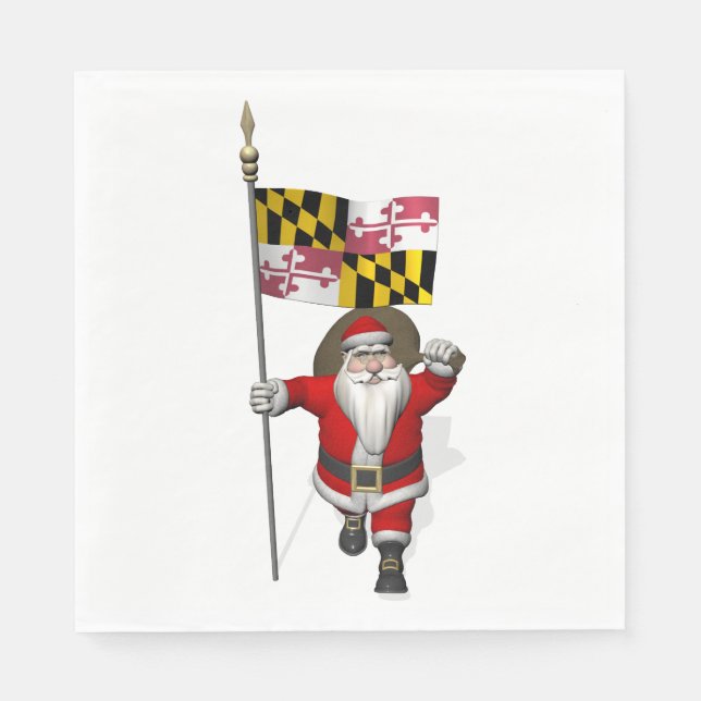 Guardanapo De Papel Doce Papai Noel Com Bandeira De Maryland (Frente)