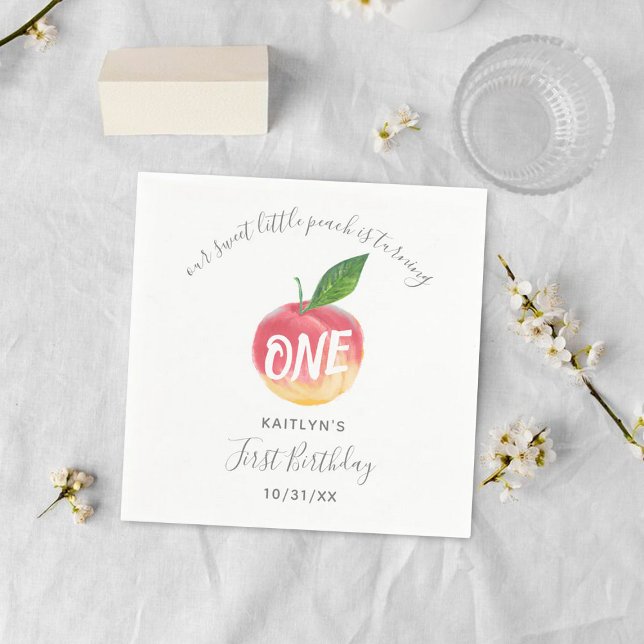 Guardanapo De Papel Doce Pequeno primeiro aniversario de Pêssego (Criador carregado)