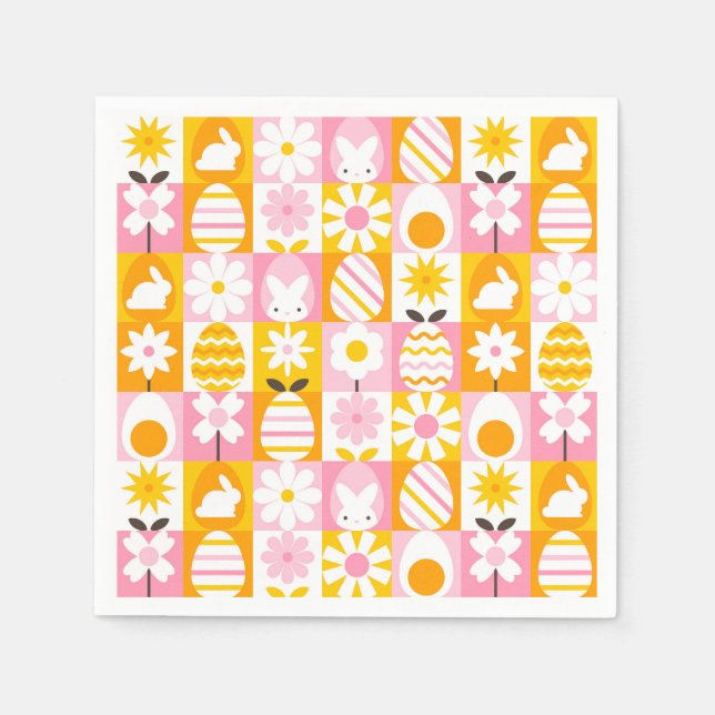 Guardanapo De Papel Doce Primavera Páscoa Patchwork  (Frente)