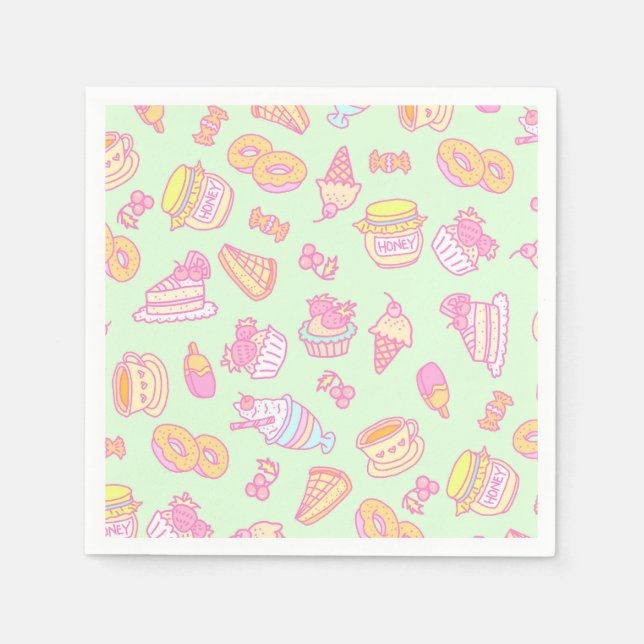 Guardanapo De Papel Doces Bakery e Bebidas Verdes (Frente)