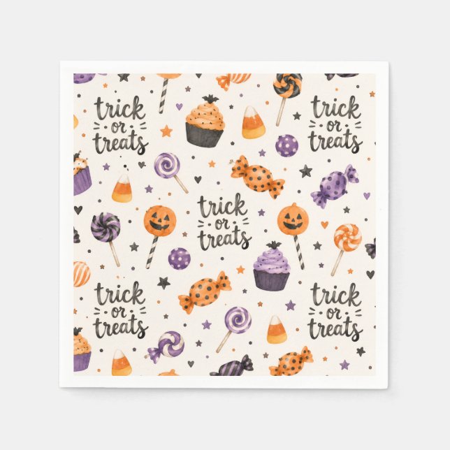 Guardanapo De Papel Doces de Trick or Treat (Frente)