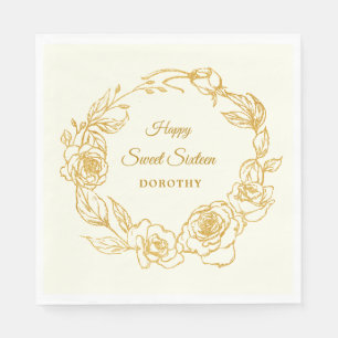 Guardanapo De Papel Docinho 16 Luxe Rosa de marfim Dourado